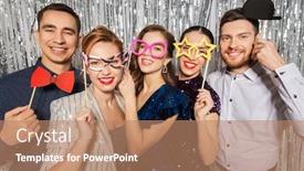  Presentation with happy holiday - Beautiful PPT theme featuring celebration-fun-and-holiday-concept backdrop and a coral colored foreground