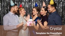  Presentation with birthday celebration - Slide deck enhanced with celebration-fun-and-holidays-concept background and a coral colored foreground