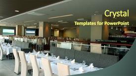  Presentation with banquet hall - Colorful slides enhanced with celebration hall with tables backdrop and a tawny brown colored foreground