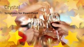  Presentation with hands holding - Cool new presentation theme with celebration-hands-holding-the-glasses backdrop and a coral colored foreground