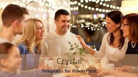  Presentation with tea party - PPT theme with celebration-holidays-and-people-concept background and a coral colored foreground