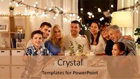  Presentation with tea party - PPT theme enhanced with celebration holidays and people concept background and a coral colored foreground