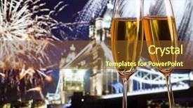  Presentation with candles for 2020 new year - Colorful PPT theme enhanced with celebration in the city - champagne backdrop and a  colored foreground