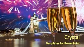  Presentation with new year - Theme featuring celebration in the city - champagne background and a tawny brown colored foreground