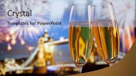  Presentation with lunar new year ox - Colorful PPT layouts enhanced with celebration in the city - champagne backdrop and a  colored foreground