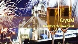  Presentation with new year - Slide set enhanced with celebration in the city - champagne background and a  colored foreground