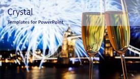  Presentation with new year - Presentation theme consisting of celebration in the city - champagne background and a  colored foreground