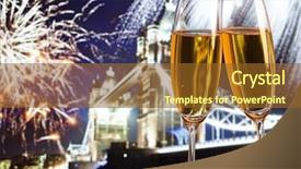  Presentation with candles for 2020 new year - Colorful PPT theme enhanced with celebration in the city - champagne backdrop and a tawny brown colored foreground