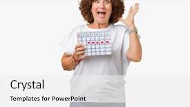  Presentation with holding hands - Audience pleasing PPT theme consisting of celebration month - middle ager senior woman holding backdrop and a  colored foreground