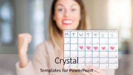  Presentation with celebrate office success - Amazing slide deck having celebration month - young beautiful woman holding menstruation backdrop and a lemonade colored foreground