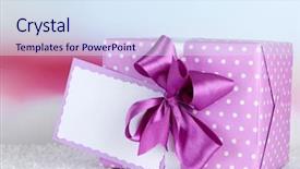  Presentation with carpet - Slide deck enhanced with celebration one year - gift box with blank label background and a sky blue colored foreground