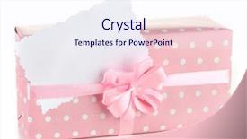  Presentation with celebration - PPT theme having celebration one year - gift box with blank label background and a sky blue colored foreground