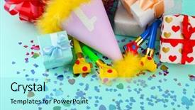  Presentation with party - Amazing presentation having celebration one year - party hats cone on color backdrop and a arctic colored foreground