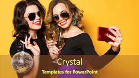  Presentation with disco ball - Presentation theme featuring celebration-party-and-people-concept background and a tawny brown colored foreground