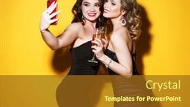  Presentation with two black women - PPT theme enhanced with celebration-party-and-people-concept background and a tawny brown colored foreground