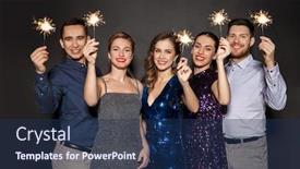  Presentation with black people - PPT theme having celebration-people-and-holiday-style background and a navy blue colored foreground