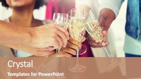  Presentation with happy holiday - Cool new theme with celebration people and holidays concept backdrop and a coral colored foreground