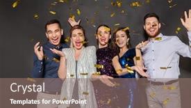  Presentation with confetti - Cool new presentation design with celebration-people-and-holidays-concept backdrop and a coral colored foreground