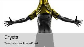  Presentation with multi sports soccer football basketball - Cool new PPT layouts with celebration silouhette - one brazilian soccer football player backdrop and a light gray colored foreground
