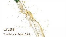  Presentation with splashing - PPT theme having celebration theme with splashing champagne isolated on white background background and a cream colored foreground