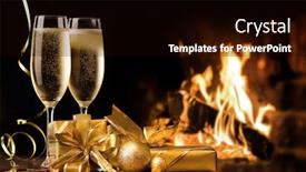  Presentation with champagne gold - Colorful presentation theme enhanced with celebration-toast-with-champagne-two backdrop and a black colored foreground