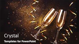  Presentation with flutes - Beautiful presentation design featuring celebration-toast-with-champagne-two backdrop and a wine colored foreground