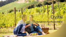  Presentation with toasting - Amazing PPT theme having celebratory - full length of young couple backdrop and a yellow colored foreground