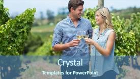  Presentation with young happy couple - Beautiful presentation theme featuring celebratory - happy young couple looking backdrop and a  colored foreground