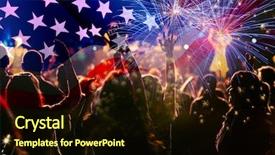  Presentation with independence day - Theme featuring celebratory fireworks and crowd background and a wine colored foreground