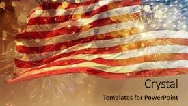  Presentation with 4th july - Audience pleasing PPT theme consisting of celebratory fireworks and crowd backdrop and a coral colored foreground