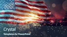  Presentation with independence day - Presentation design consisting of celebratory fireworks and crowd background and a ocean colored foreground