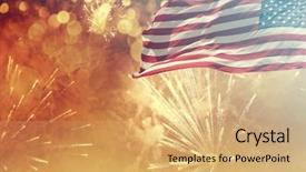  Presentation with independence day - Amazing presentation design having celebratory fireworks and crowd backdrop and a yellow colored foreground