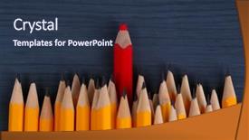  Presentation with leader - Audience pleasing PPT theme consisting of celebratory pencil among usual pencils backdrop and a tawny brown colored foreground