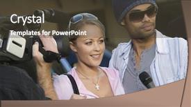  Presentation with celebrity - Presentation design with popstar - closeup of celebrity couple being background and a tawny brown colored foreground