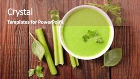  Presentation with celery - Colorful presentation theme enhanced with celery - bowl of soup backdrop and a coral colored foreground