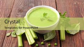 Presentation with celery - PPT theme having celery - bowl of soup background and a yellow colored foreground