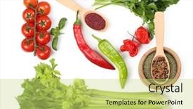  Presentation with herbs - Theme enhanced with celery - spice vegetables and herbs background and a yellow colored foreground