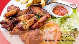  Presentation with celery - PPT theme enhanced with celery bone - chicken wings with sauce background and a coral colored foreground