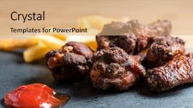  Presentation with celery - Presentation design featuring celery bone - chicken wings with sauce background and a coral colored foreground