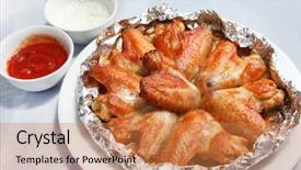  Presentation with celery - Slide deck featuring celery bone - chicken wings with sauce background and a coral colored foreground