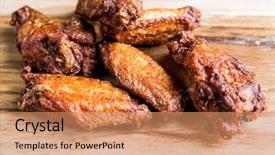  Presentation with fried chicken - PPT theme consisting of celery bone - delicious fried chicken wings background and a coral colored foreground