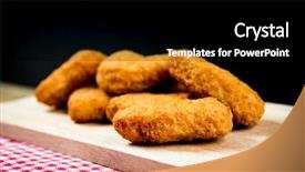  Presentation with chicken little chicks - Audience pleasing presentation theme consisting of celery bone - fried chicken nuggets on table backdrop and a black colored foreground