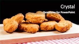  Presentation with fried chicken - Colorful PPT layouts enhanced with celery bone - fried chicken nuggets on table backdrop and a  colored foreground