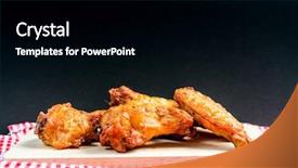  Presentation with chicken little chicks - Slide deck having celery bone - fried chicken wings on table background and a black colored foreground