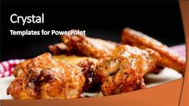 Presentation with fried chicken - Cool new slides with celery bone - fried chicken wings on table backdrop and a black colored foreground