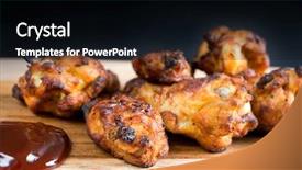  Presentation with chicken little chicks - Beautiful theme featuring celery bone - fried chicken wings with sauce backdrop and a  colored foreground