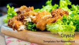  Presentation with fried chicken - Theme featuring celery bone - fried chicken wings with sauce background and a  colored foreground