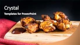  Presentation with chicken little chicks - Theme having celery bone - fried chicken wings with sauce background and a black colored foreground