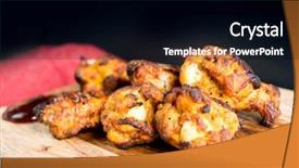  Presentation with fried chicken - PPT layouts with celery bone - fried chicken wings with sauce background and a  colored foreground