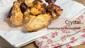  Presentation with fried chicken - Colorful slides enhanced with celery bone - fried chicken wings with sauce backdrop and a  colored foreground